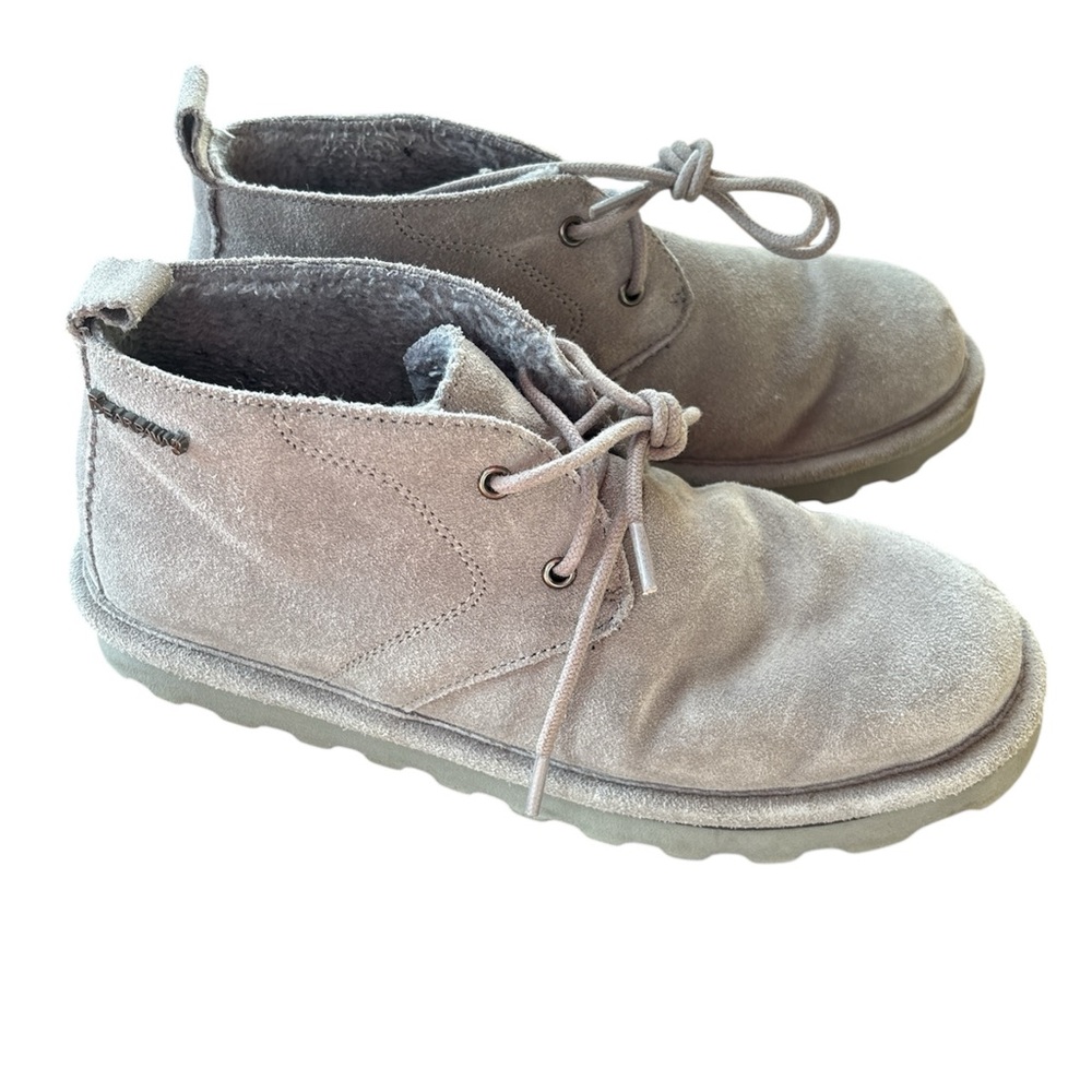 BearPaw  Gray Suede Lace-Up Ankle Boots 8